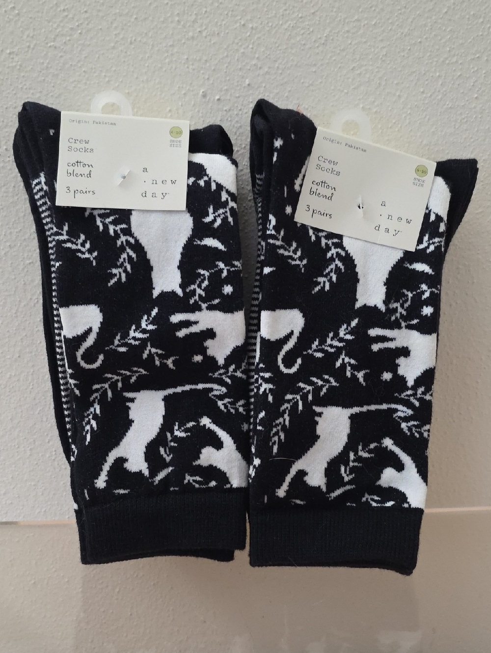 a new day Black and White Patterned Crew Socks - 2 SETS 6 Pairs